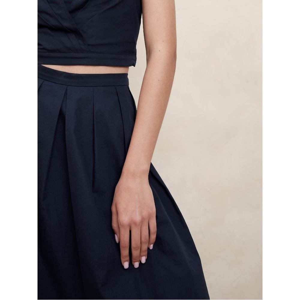 NWT Banana Republic POPLIN PLEATED MIDI SKIRT - Picture 3 of 5